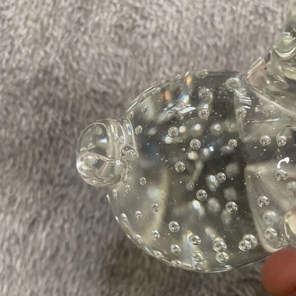 Vintage Clear Art Glass Bunny Rabbit Paperweight 3" Controlled Bubbles - Picture 7 of 10